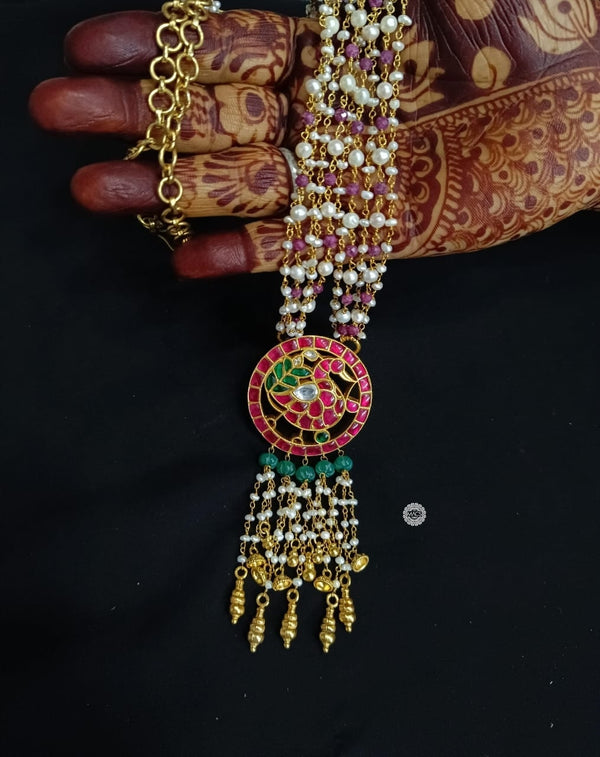 925 Peacock Kundan Pearl Necklace
